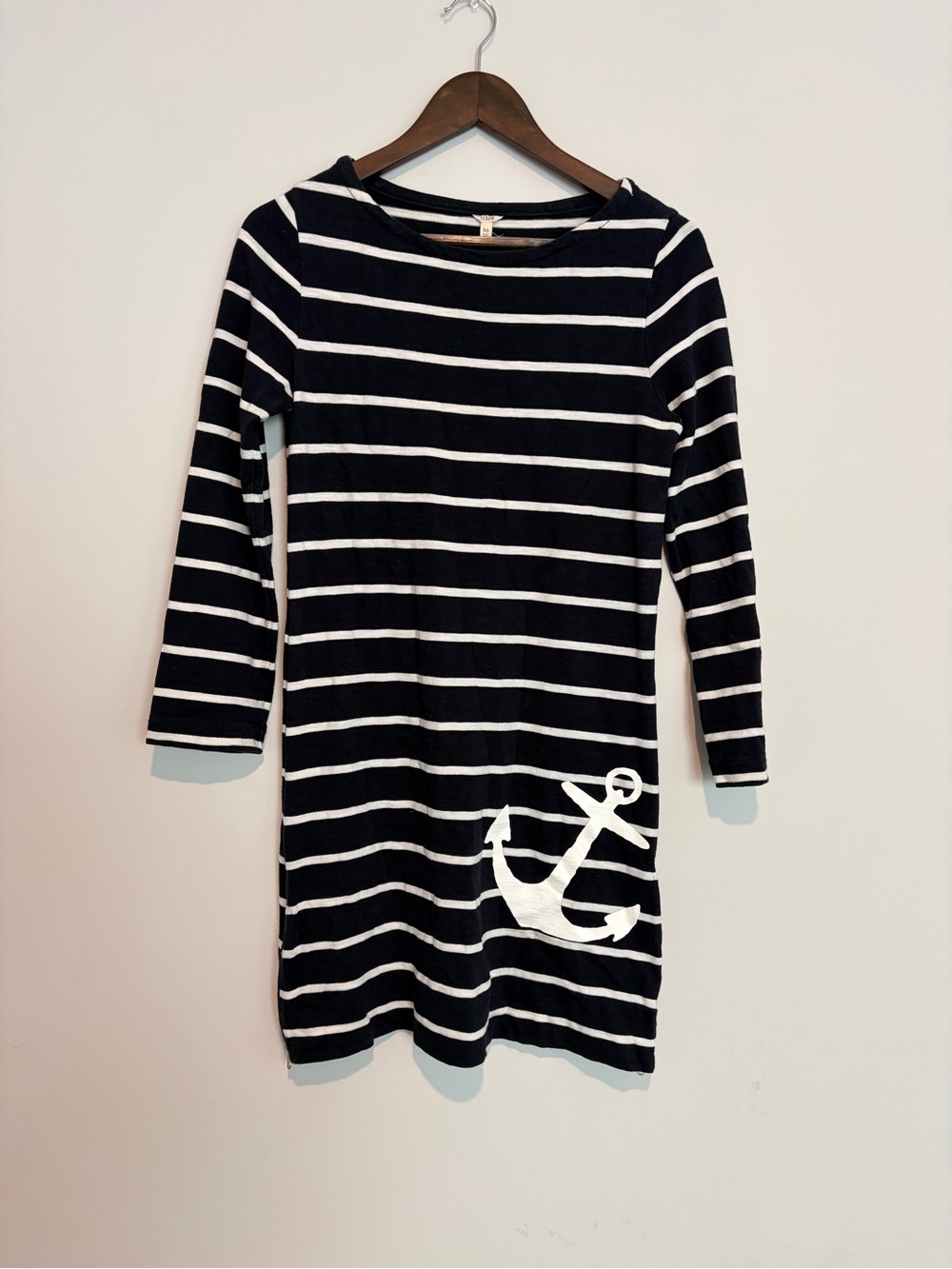 J.Crew Maritime Anchor Dress XS Navy Stripe Nautical Coastal Preppy